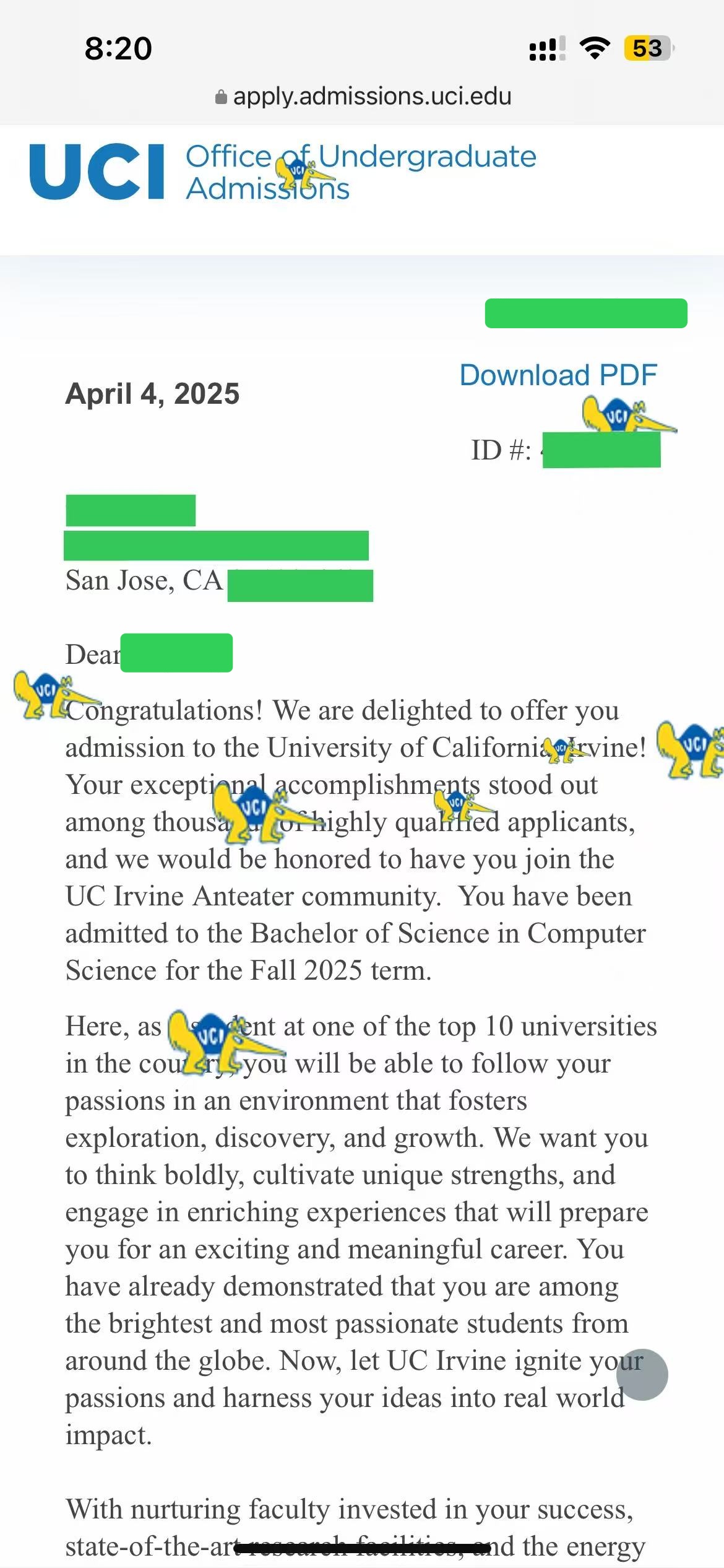 UCLA Acceptance